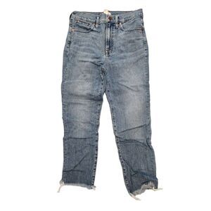 Madewell Demin Blue Frayed Ankle Jeans Size 28 Perfect Vintage Crop